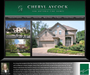 cherylaycock.com: San Antonio Real Estate | Cheryl Aycock - Realtor® | Phyllis Browning Company
Search San Antonio area MLS listings -- no registration required.  Provided by Cheryl Aycock - Realtor® - 210-355-1514