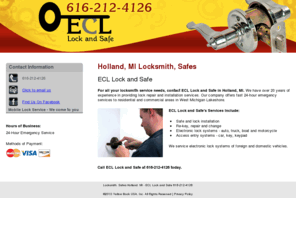 ecllockandsafe.com: Locksmith, Safes Holland, MI - ECL Lock and Safe 616-212-4126
ECL Lock and Safe are expert locksmiths offering safe installation services to Holland, MI. Call 616-212-4126 for 24-hour emergency service available.