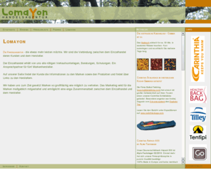 lomayon.info: Lomayon - Handelsagentur
Die Handelsagentur. Deutschlandvertretung fr Carinthia, Tilley Endurables, Healthy Bag Back