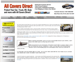 allcoversdirect.com: Find automobile covers, covers for boat, covers for rv & more!
We carry a wide selection of automobile covers,  covers for RV, covers for boat â all at a price direct to you. We have a huge selection of colors, sizes and types.