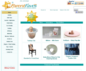 parentfaves.com: Parent Faves:  Parent's Favorite Products for the Whole Family
Favorite products from Tummy Tub, Kara Nessian, Boppy and Dandelion.  Featuring Unique items such as Walking Wings, Baby Moon Pillow, PortaChair, and much more!