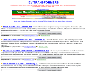 12v-transformers.com: 12V Transformers - www.12V-Transformers.com - 12 Volt Transformers - 12V Power Transformers
12V Transformers from the Technology Data Exchange - Linked to TDE member firms.