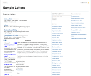 sampleletters.org.uk: letters, Sample Letters, Letters UK
Guide to writing letters, how to write letters with lots of free sample letters, Letter Templates for personal and professional use.