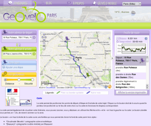 geovelo.fr: Géovélo, votre calculateur d'itinéraire à vélo - Paris
Géovélo, votre calculateur d'itinéraire à vélo - Paris