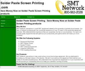 solderpastescreenprinting.com: Solder Paste Screen Printing - Save Money Now on Solder Paste Screen Printing products
Solder Paste Screen Printing - Save Money Now on Solder Paste Screen Printing products. Your Comprehensive Guide to Information, Resources and Links.