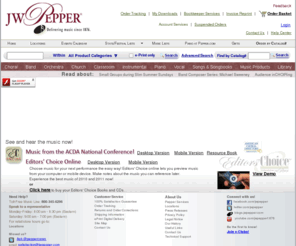 jwpepper.com: Sheet music at JW Pepper
JW pepper offers a large online selection of sheet music for church choirs, concert & marching bands, and orchestras.  Buy sheet music online at JW Pepper