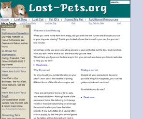 lost-pets.org: Lost-Pets.org - Home
Is you dog or cat lost? Visit us to learn what to do and how to prevent pets getting lost.