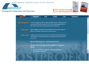 ostprojekt.net: OstProjekt - Strategische Kooperation mit Osteuropa, Russland, Baltikum, GUS
OstProjekt - Kooperation mit Osteuropa, Dienstleistungen im Osteuropageschäft, Russland, Baltikum, GUS, Dolmetscher, Fachübersetzungen, Firmenauskünfte, Vertragsverhandlungen, Joint Venture