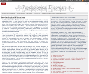 psychological-disorders.net: Psychological Disorders
Treatments for most psychological disorders include therapy and counseling sessions...