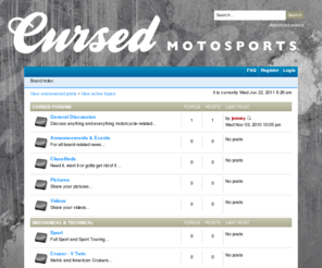 cursedmotosports.com: Cursed Motosports •
Cursed Motosports. Motorcycle Repair Forum. Free Motorcycle repair information. Do it yourself motorcycle repair. All makes and models.