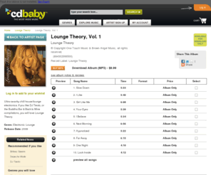 k-leemusic.com: Lounge Theory, Vol. 1
Listen to and buy Lounge Theory music on CD Baby. Download Lounge Theory, Vol. 1 by Lounge Theory on the independent record store by musicians for musicians.