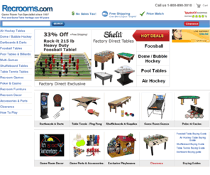 recrooms.com: Game Tables, Air Hockey Tables, Foosball Tables on sale, Pool Tables, Shuffleboard Tables, Bubble Hockey, Dome Hockey, Buy Game Parts, Billiard Tables, Shop Table Tennis, Ping Pong - Recrooms.com
Recrooms.com for Foosball, Air Hockey, Pool Tables, Bubble Hockey Plus much more. Expert Advice, Free Shipping, call us 800-890-3010