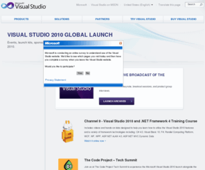vs2010launch.com: Visual Studio® 2010 Events | Microsoft® Visual Studio®
Discover the upcoming events and training courses aimed to help software developers get started with Visual Studio 2010.