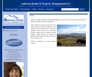 gunnisoncorealestate.com: Anderson Realty & Property Management LLC
Anderson Realty & Property Management LLC is your source for property sales and rentals in the Gunnison Valley of Colorado.