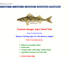 saugercentral.com: Custom  Sauger Jigs Hand Tied
Sauger jigs. High quality tournament grade fishing jigs direct from the manufacturer.