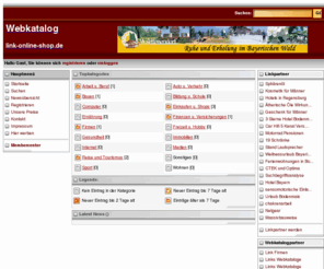 domain-edition.com: Webkatalog Webverzeichnis Startseite link-online-shop.de
Webkatalog mit mehr als 200 Katgorien und Linkpartner, sowie einer Möglichkeit Werbeflächen anzumieten.