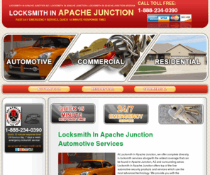 locksmithinapachejunction.com: Locksmith In Apache Junction - Locksmith In Apache Junction Arizona - 1-888-234-0390
Locksmith In Apache Junction Call Toll Free 1-888-234-0390. At Locksmith In Apache Junction we provide the fullest diversity of locksmith services and widest coverage in Apache, AZ area. 