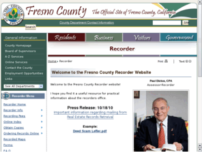 fresnorecorder.org: Fresno County Recorder's Office
Welcome to the Fresno County Recorder website!