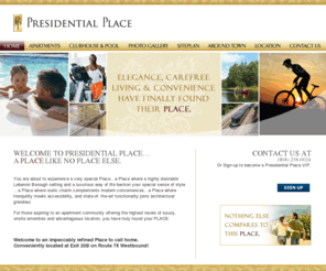 presidential-place.com: Presidential Place | Home
Presidential Place is an exquisite apartment community in Hunterdon, County, NJ. Elegance, carefree living and convenience have finally found their place.  For those aspiring to an apartment community offering the highest levels of luxury and advantageous location, you have truly found your place. 