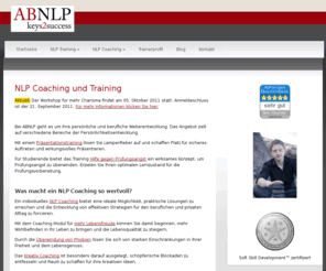 abnlp.de: NLP Coaching und Training  in Würzburg
Beim NLP Coaching und NLP Training in Würzburg geht es um Ihre Persönlichkeitsentwicklung. Mit einem Präsentationstraining für mehr Charisma, Hilfe gegen Prüfungsangst, einem Personal Coaching für mehr Lebensfreude, Kreativität und der Überwindung von Phobien mit Hypnose.