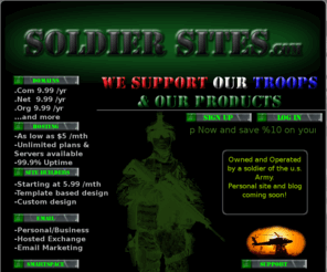 soldiersites.com: Monster Web Market
Domain names, Hosting, Site Builders, and everything else you need for your website!