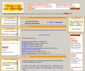 annuairedespeintres.org: Annuaire Des Peintres
Annuaire où sont référencés des sites de peintres classés par mouvements. Associations de peintres. Annonces d'expositions. Forum. Etc...