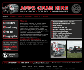 burstow.net: Grab Hire, Muck-Away, Top Soil and Aggregates  |  www.appsgrabhire.co.uk
grab hire, grab-hire, grabhire, muck-away, muck away, Top Soil, top-soil, topsoil, aggregates, haulage, commercial, domestic, 8 wheeler, long reach, next day, same day, south east, copthorne, crawley, horley, smallfield, horne, lingfield, east grinstead, redhill, reigate