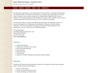 erassoc.com: Eric Reenstierna Associates - Greater Boston Commercial
Real Estate Appraisaer, MAI
Commercial real estate appraisal firm serving Greater Boston and New England