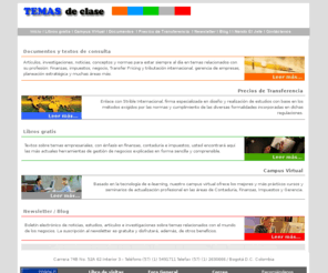 temasdeclase.com: Temas de Clase
AA ! Portal al servicio de empresas y profesionales en áreas relacionadas con Precios de Transferencia, Normas Internacionales de Contabilidad, Gerencia y Administración Financiera, Tributación y herramientas gerenciales