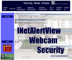 clearvisionsoftware.com: INetAlertView - Home
INetAlertView webcam security program for your home computer - It detects motion and records videos which are viewable over the internet from anywhere in the world.  It saves or e-mails pictures of detected motion events from your home computer. You can monitor your home, business, children, or pets anywhere with your home computer and a webcam. 
Free 14 day trial download.