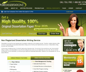puredissertation.com: Buy Dissertations, Dissertation Writing Help - Custom Dissertation
At Pure Dissertation, you will get authentic and Non-Plagiarized dissertations. We provide quality writing services on any subject and offer instant support through direct contact. You can buy dissertation at affordable dissertation writing prices.