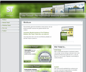 site-totaal.com: Site Totaal - Professionele, betrouwbare en beheersbare Websites
Op zoek naar een nieuwe of betere website? Een website die aan de wensen en eisen van nu voldoet voorzien van een goed ontwerp, maar ook een totaal site die eenvoudig zelf te beheren is met een online beheer tool? Site Totaal voorziet in dit alles en meer!