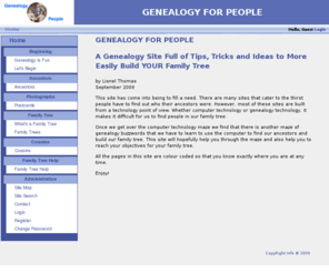 genealogyforpeople.com: Lionel Thomas Web Site
Personal web site of Lionel Thomas