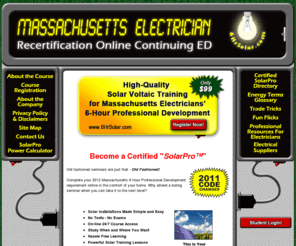 6hrsolar.com: For Massachusetts Electricians, Six Hour Certificate Solar Power Professional Development Requirement
 Become a Certified 