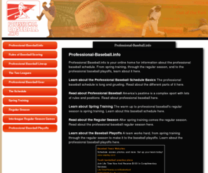 professional-baseball.info: Professional-Baseball.info
Professional Basbell.info teaches you about the parts of the professional baseball schedule: spring training, regular season, and baseball playoffs.