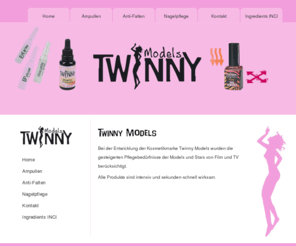 twinny-models.com: Twinny Models Cosmetic - Verkauf von Kosmetikprodukten für Ihre Schönheit!
Bei der Entwicklung der Kosmetikmarke Twinny Models wurden die gesteigerten Pflegebedürfnisse der Models und Stars von Film und TV berücksichtigt.