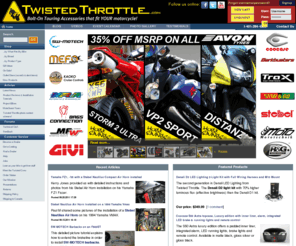 twistedthrottletour.com: TwistedThrottle.com
Twisted Throttle LLC. - Sport and Adventure Touring Equipment - North American importer and distributor for SW-Motech, MRA Windscreens, Bags-Connection Electric Tankbags, Barkbusters Hand Guards, Kaoko Throttle Locks, Denali LED headlights, Micatech luggage, Techmounts, dealer for GIVI USA, Gerbing Heated Clothing, and more! We offer the best selection of motorcycle hard luggage, windscreens, centerstands, and crashbars for metric bikes on the Internet!