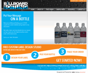 billboardbottling.com: Billboard Bottling - Custom Label Bottled Spring Water
Billboard Bottling: Custom private label bottled water.  We specialize in high quality personalized bottled water at affordable prices with fast service.