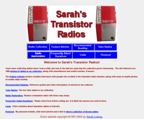 transistor.org: Sarah's Transistor Radios
