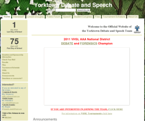 yhsds.org: Yorktown Debate and Speech
The Official Website of Yorktown Debate and Speech Team