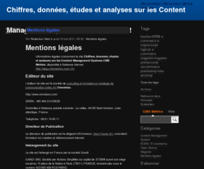 cms-metrics.com: Chiffres, données, études et analyses sur les Content Management Systems : CMS Metrics !
CMS Metrics vous propose ses billets d'analyse (basés sur des faits concrets) des différentes solutions CMS sur le marché de la gestion de contenus interactifs et la publication