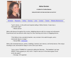 adinagordon.com: Adina Gordon, contra dance caller
Adina's contra dance calling schedule, biography, and more.