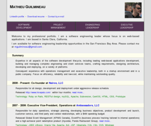 family-soft.com: Mathieu Guilmineau's professional portfolio
Mathieu Guilmineau - Professional portfolio. Web applications design, project management, engineering leadership and executive leadership.