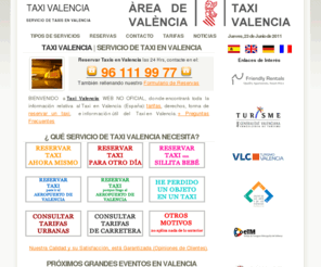 taxi-valencia.com: Taxi Valencia | Taxis en Valencia
Taxi Valencia. Servicio de Taxis Aeropuerto de Valencia. Reservar Taxi en Valencia | Taxis Valencia
