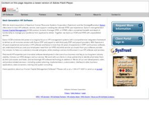 hrvantage.info: HRIS - HR Systems - HR Software from SPECTRUM Human Resource Systems Corporation
HR experts at Spectrum provide HRIS, HR software and service to streamline your HR functions. iVantage provides all functionality from applicant through retirement
