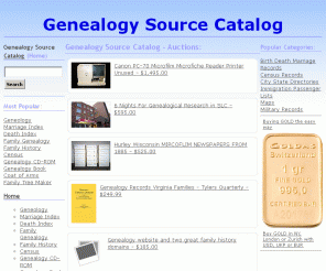 genealogysourcecatalog.com: Genealogy Source Catalog
 auctions and more