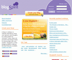 blogspirit.com: blogSpirit - Create your blog on blogSpirit
Créez un blog gratuit ou un blog pro sur blogSpirit et accédez à une multitude de fonctionnalités pour personnaliser votre blog. Sur blogSpirit, retrouvez les blogueurs les plus influents.