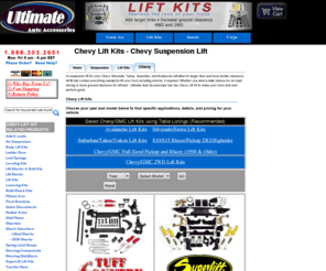 chevy-lift-kits.com: Chevy Lift Kits - Chevy Silverado Lift Kit, Chevy Suburban Lift Kit, Chevy Suspension Lift
Chevy Lift Kit: Specializing in Chevy Suspension Lift, Lift Kit for Chevy Truck, Suspension Lift Kit, 
Chevy Lift Kits, Suburban Lift Kit, Tahoe Lift Kit, Yukon Lift Kit, Silverado Lift Kit, Avalanche Lift Kit, Sierra Lift Kit, and air bag suspension