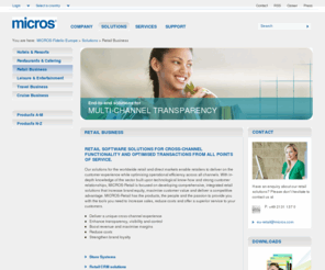 micros-retail.net: Retail Business
MICROS is a leading IT solutions vendor and hosting provider for the hospitality, retail, travel, cruise industries.