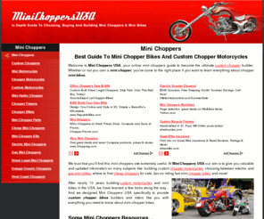 minichoppersusa.com: Mini Choppers - Mini Chopper Bikes - Mini Bikes - Custom Chopper Motorcycles
Mini Choppers USA - Guide To Chopper Bikes, Mini Choppers, Mini Bikes And Custom Chopper Motorcycles. Cheap Chopper Bikes.